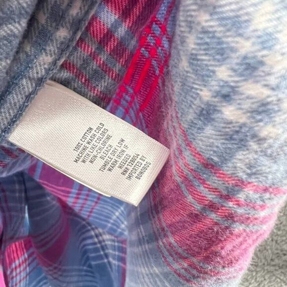 Bonobos Shirt Men's Large Pink Blue Plaid Check Slim Fit Flannel Collared Pocket - Picture 9 of 10